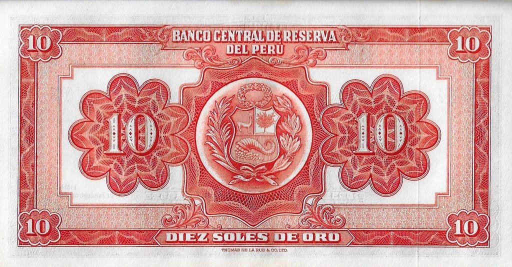 Peru - 10 Soles Ouro 1955 (# 71a)
