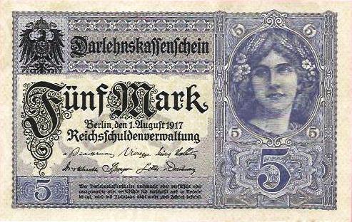 Alemanha - 5 Marcos 1917 (# 56b)