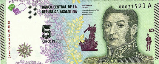 Argentina - 5 Pesos 2015 (# 361a)