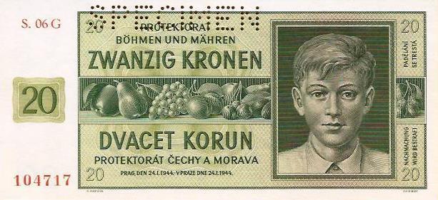 Bohemia Moravia - 20 Kronen 1944 (# 9s)