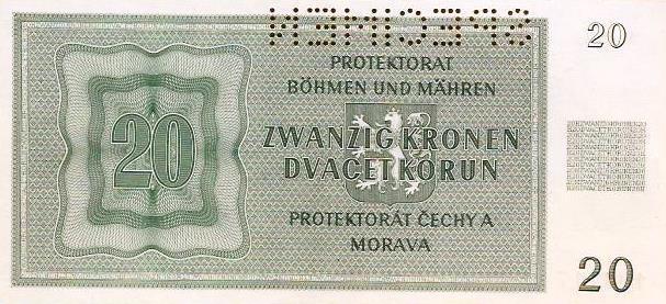 Bohemia Moravia - 20 Kronen 1944 (# 9s)