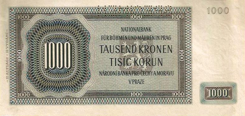 Bohemia Moravia - 1000 Kronen 1942 (# 13s)
