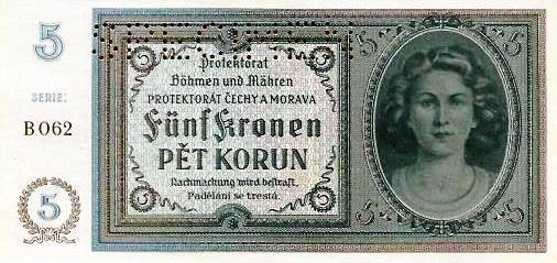 Bohemia Moravia - 5 Korun 1940 (# 4s)