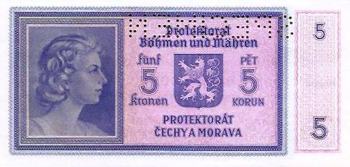 Bohemia Moravia - 5 Korun 1940 (# 4s)