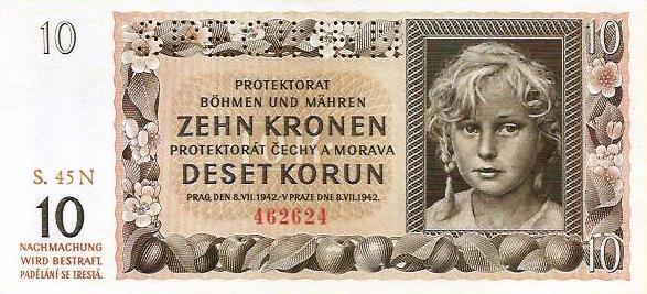Bohemia Moravia - 10 Kronen 1942 (# 8as)