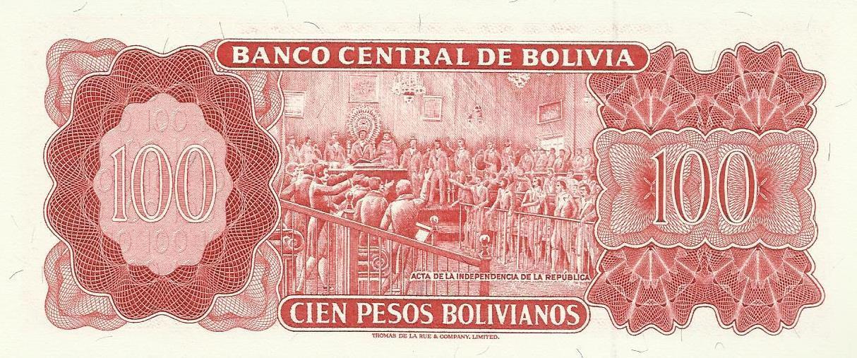 Bolivia - 100 Bolivianos 1962 (# 164a)