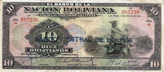 Bolivia - 10 Bolivianos 1911 (# 114a)