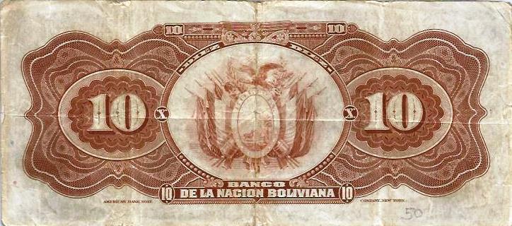 Bolivia - 10 Bolivianos 1911 (# 114a)