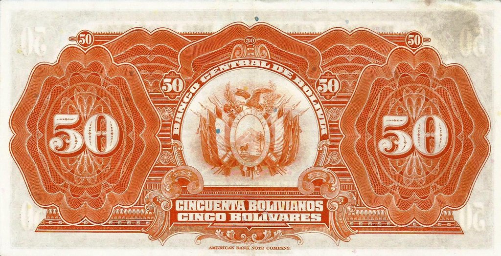 Bolivia - 50 Bolivianos 1928 (# 124a)