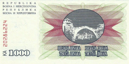 Bosnia Herzegovina - 1000 Dinara 1992 (# 15a)