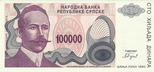 Bosnia Herzegovina - 100000 Dinara 1993 (# 151a)