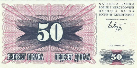 Bosnia Herzegovina - 50 Dinara 1992 (# 12a)