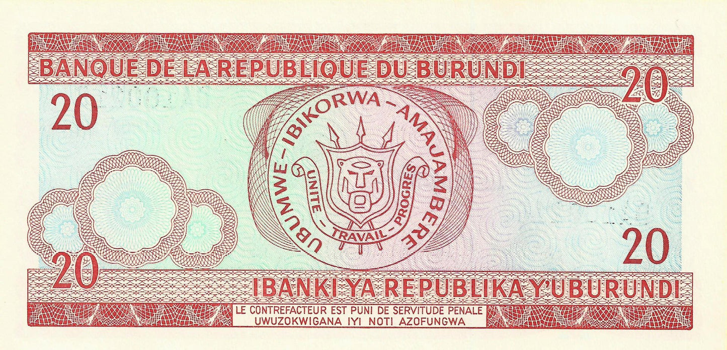Burundi -. 20 Francos 2001 (# 27d)