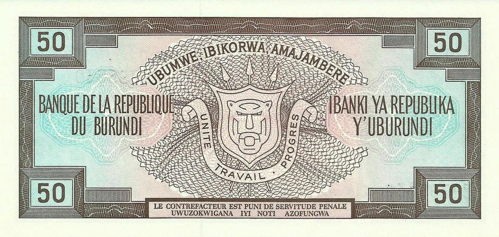 Burundi - 50 Francos 1993 (# 28c)
