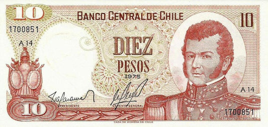 Chile - 10 Pesos 1975 (# 150a)