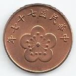 China - 5 Chiao 1986 (Km# 550)