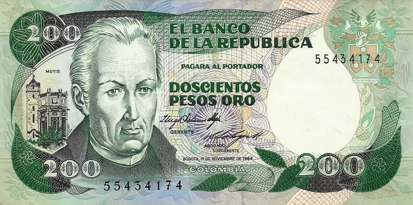 Colombia - 200 Pesos 1984 (# 429b)