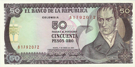 Colombia - 50 Pesos 1983 (# 422b)