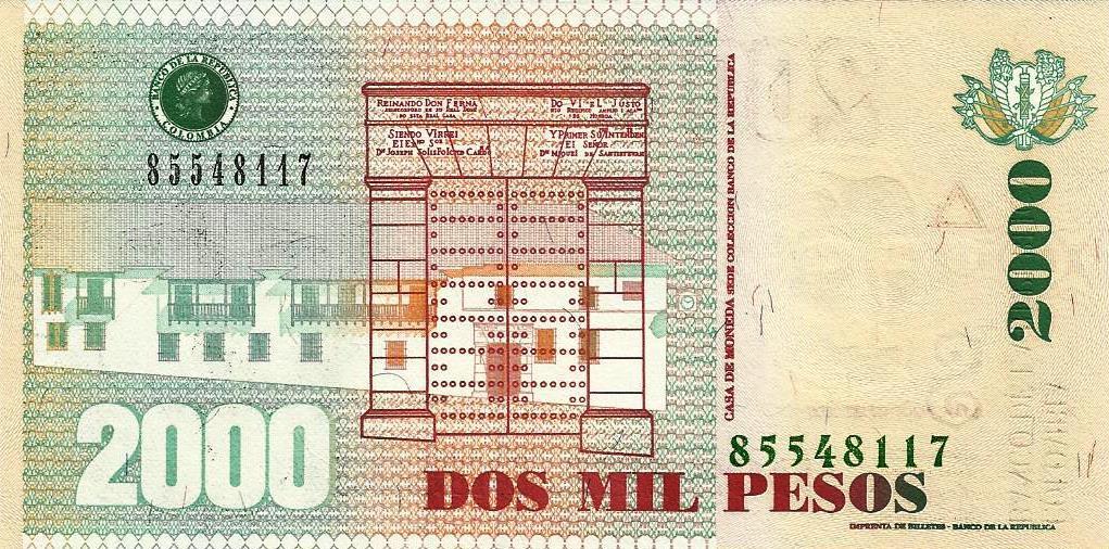 Colombia - 2000 Pesos 2008 (# 457i)