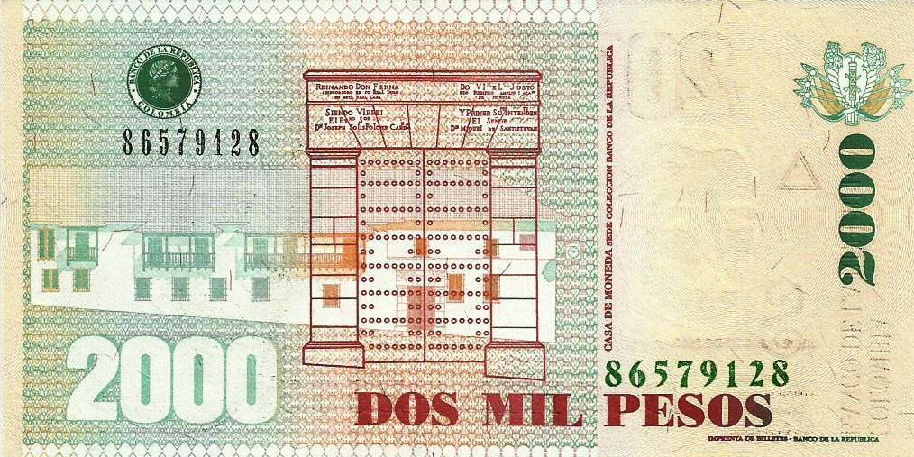 Colombia - 2000 Pesos 2008 (# 457i)
