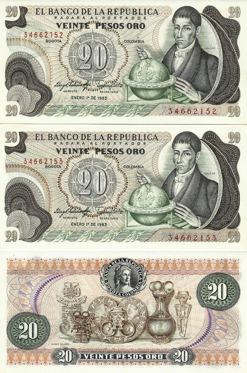 Colombia - 20 Pesos 1983 (# 409d)
