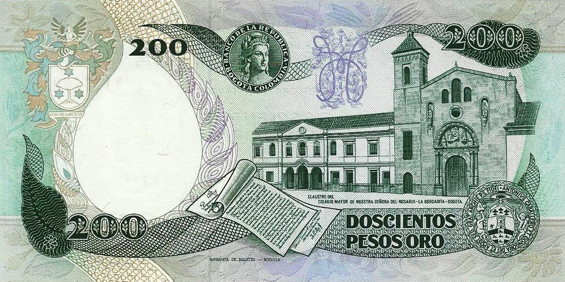 Colombia - 200 Pesos 1991 (# 429d)
