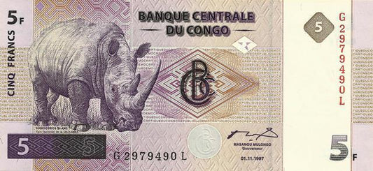 Congo - 5 Francos 1997 (# 86a)