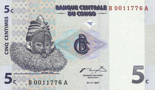 Congo - 5 Centimos 1997 (# 81a)
