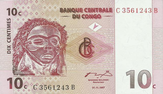 Congo - 10 Centimos 1997 (# 82a)