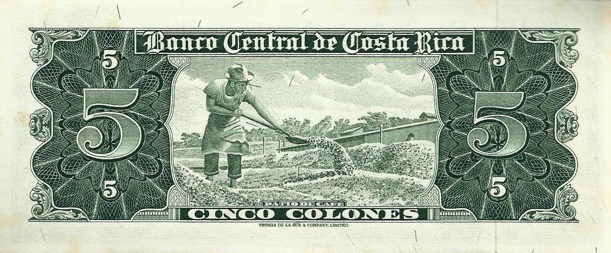 Costa Rica - 5 Colones 1965 (# 228a)