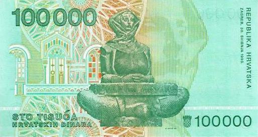 Croacia - 100000 Dinara 1993 (# 27a)