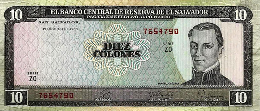 El Salvador - 10 Colones 1980 (# 129b)