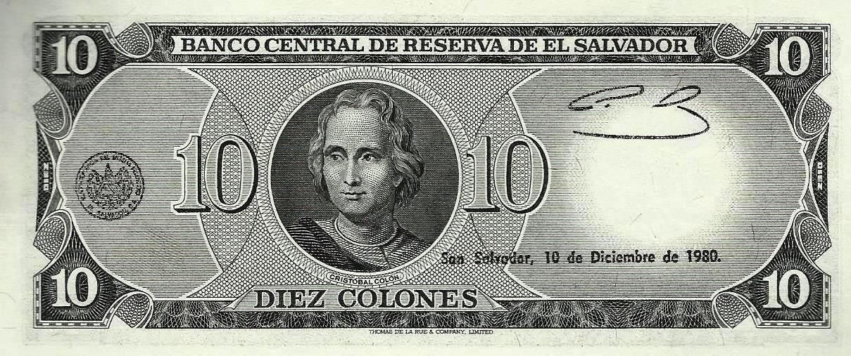 El Salvador - 10 Colones 1980 (# 129b)