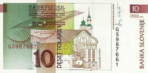 Eslovenia - 10 Tolarjev 1992 (# 11a)