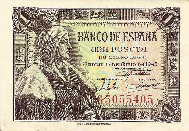 Espanha - 1 Peseta 1945 (# 128)