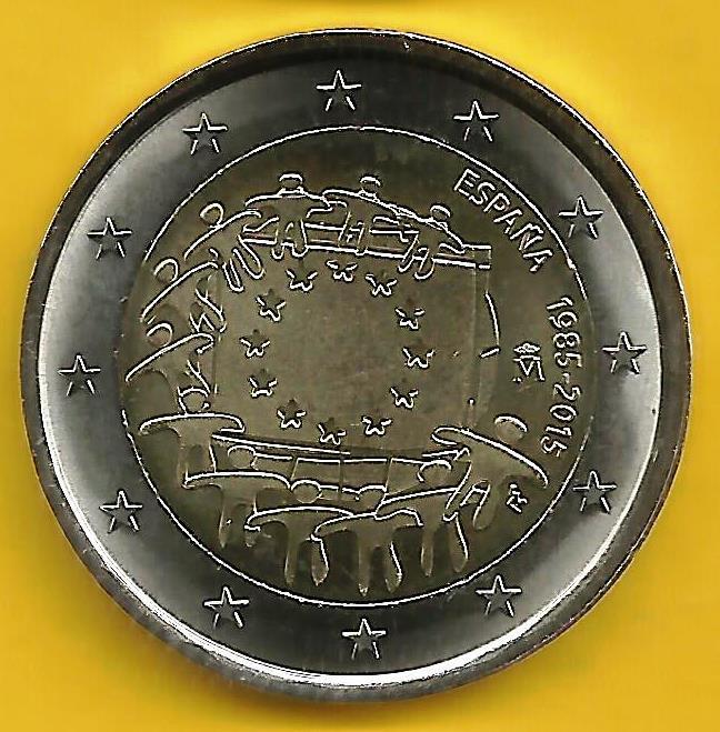 Espanha - 2 Euro 2015 (Km# 1338) 30 Anos Bandeira