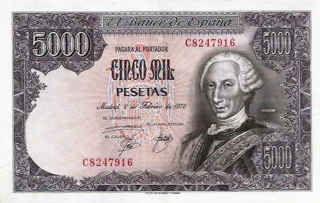 Espanha - 5000 Pesetas 1976 (# 155)