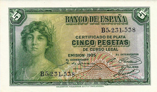 Espanha - 5 Pesetas 1935 (# 85)