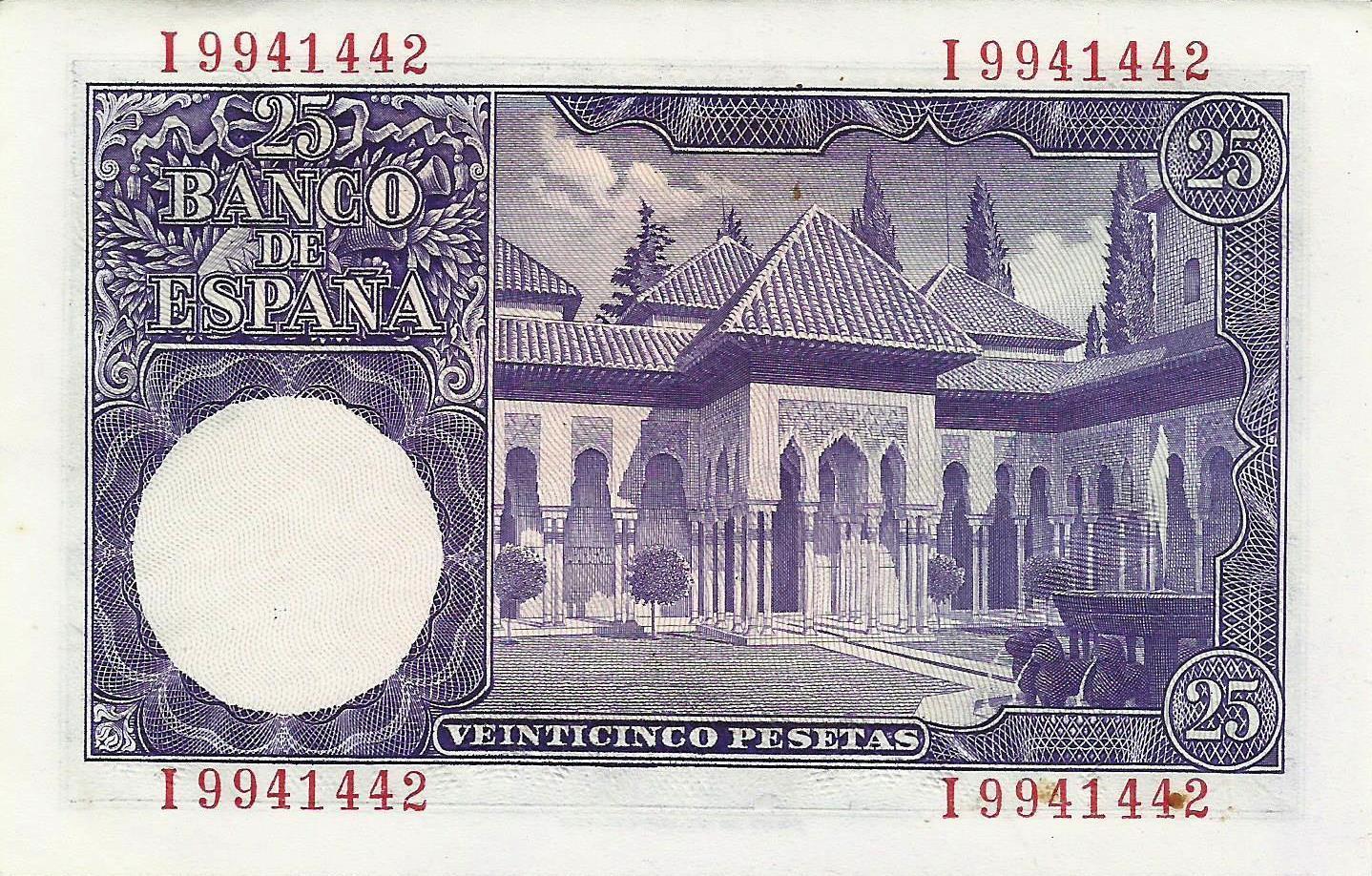 Espanha - 25 Pesetas 1954 (# 147a)