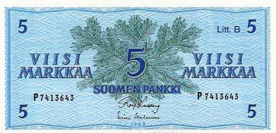 Finlandia - 5 Markka 1963 (# 106Aa)