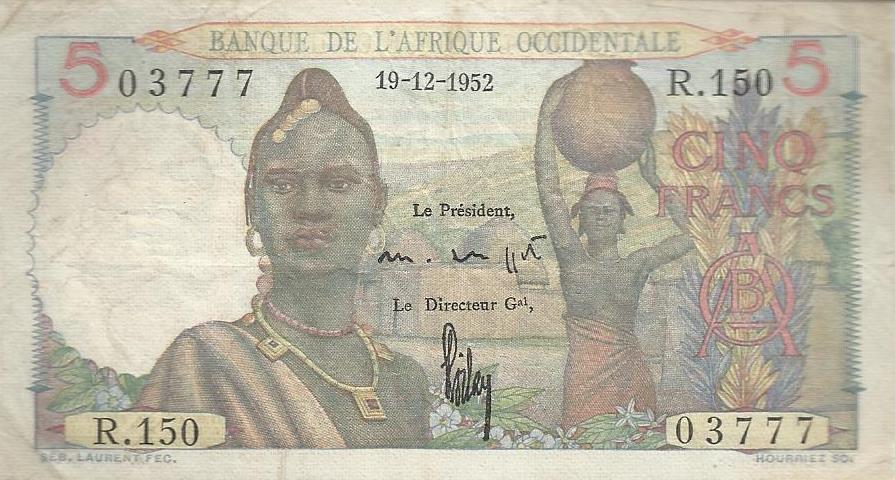 French W. Africa - 5 Francos 1952 (# 36)