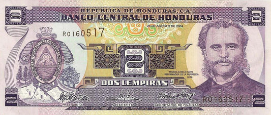 Honduras - 2 Lempiras 2004 (# 80Ae)