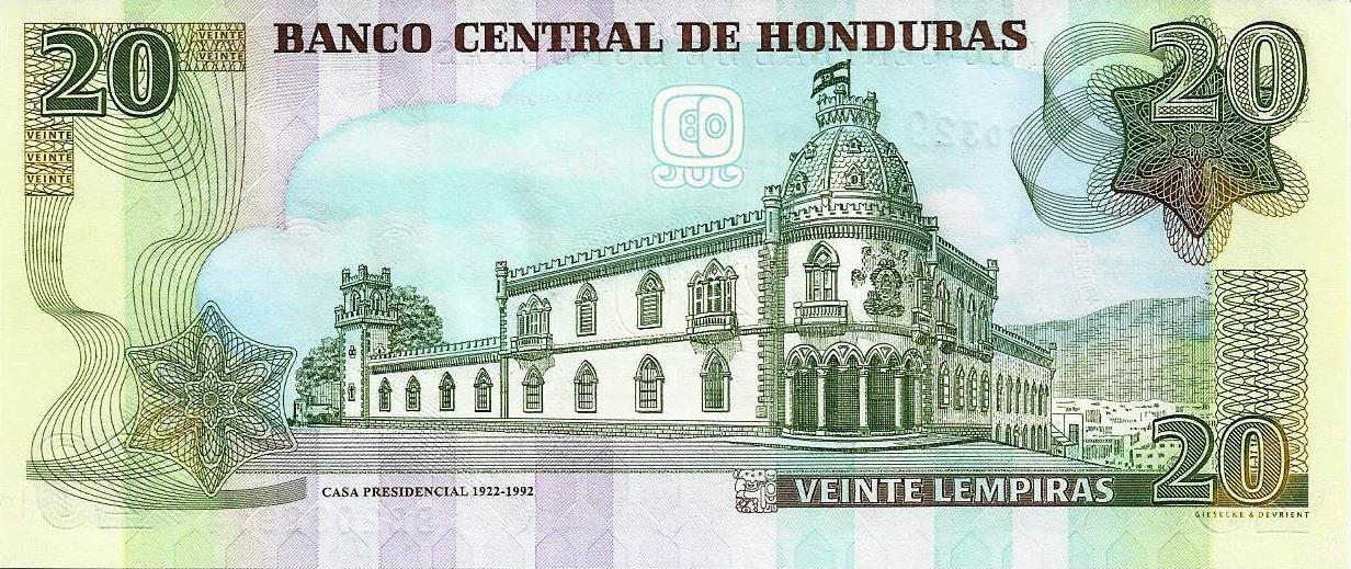 Honduras - 20 Lempiras 2004 (# 92)