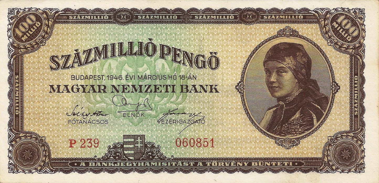 Hungria - 100000000 Pengo 1946 (# 124)