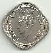 Ìndia Britanica - 1/2 Anna 1947 (Km# 534b.2)