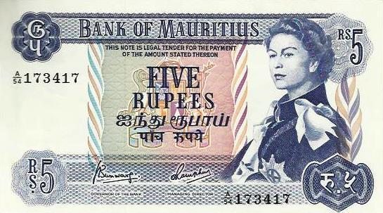 Mauricias - 5 Rupias 1967 (# 30c)