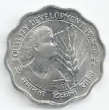India - 10 Paisa 1975 (Km# 29) Ano Int. Mulher