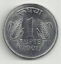 India - 1 Rupia 2001 (Km# 92.2)
