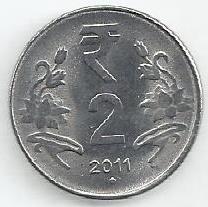 India - 2 Rupias 2011 (Km# 395)