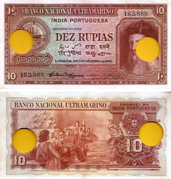 Ìndia Portuguesa - 10 Rupias 1945 (# 36)